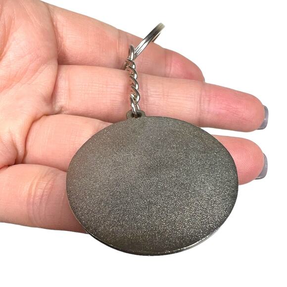 Books Rule! Keychain - Circular Pendant Stack of Books Crown - Picture 7 of 10